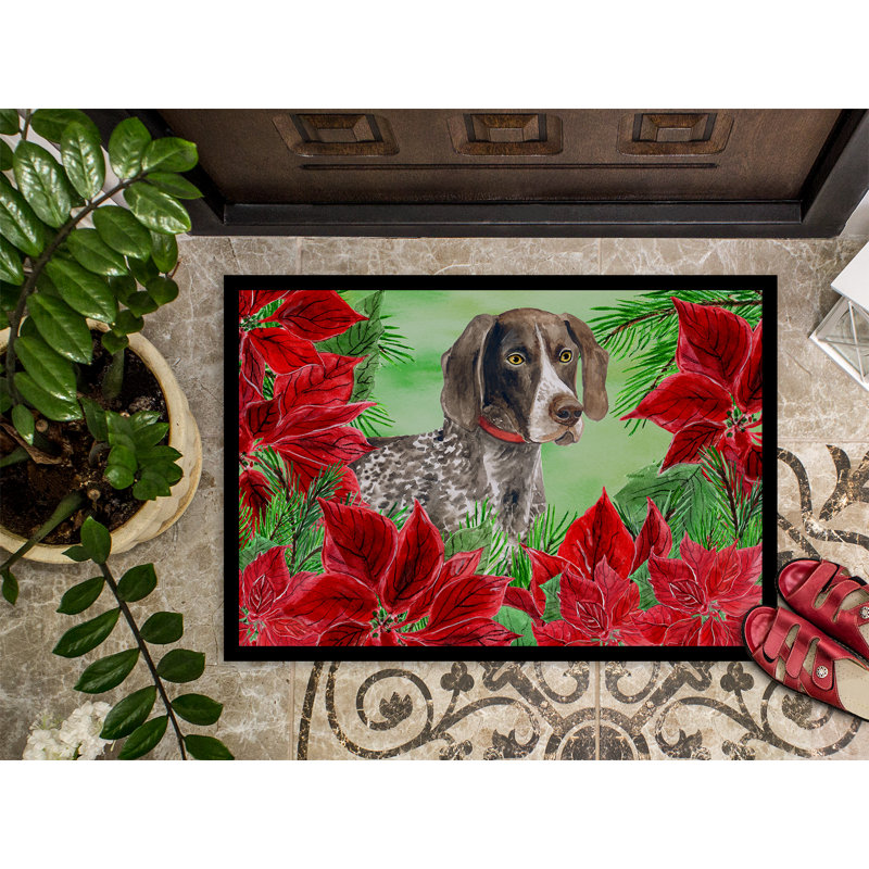 Shorthai de pointeur allemand poinsettas 27 po x 18 po tapis de porte extérieur antidérapant, Rectangle 2 pi x 3 pi