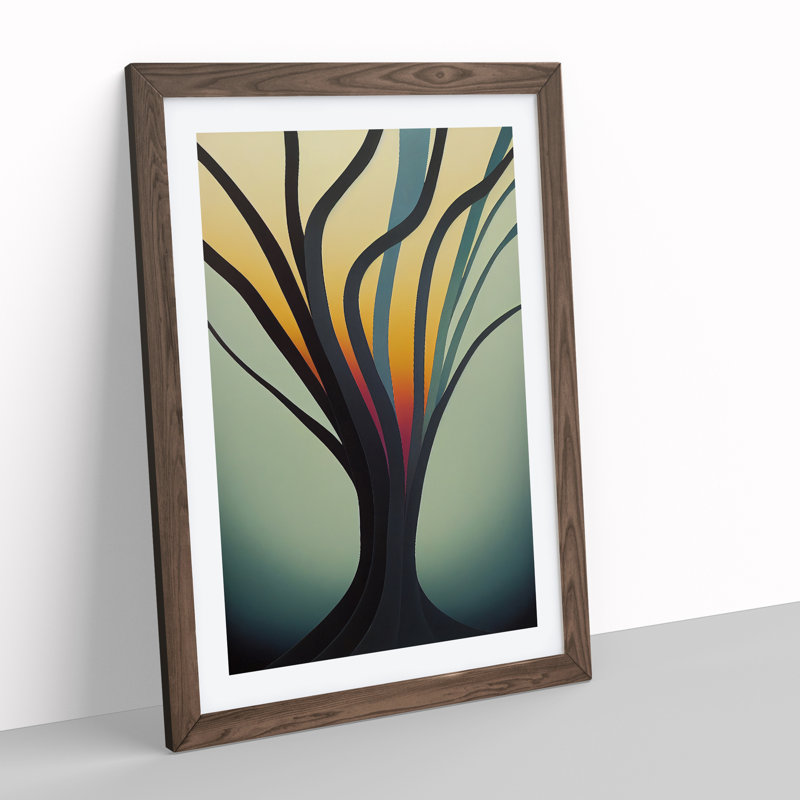Splendid Abstract Tree No.2 - Wall Art, 34cm H x 25cm W x 2cm D, Walnut Framed