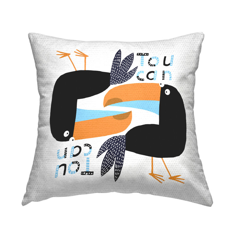 Coussin décoratif d'extérieur à imprimé oiseaux tropicaux Toucan par Carla Daly