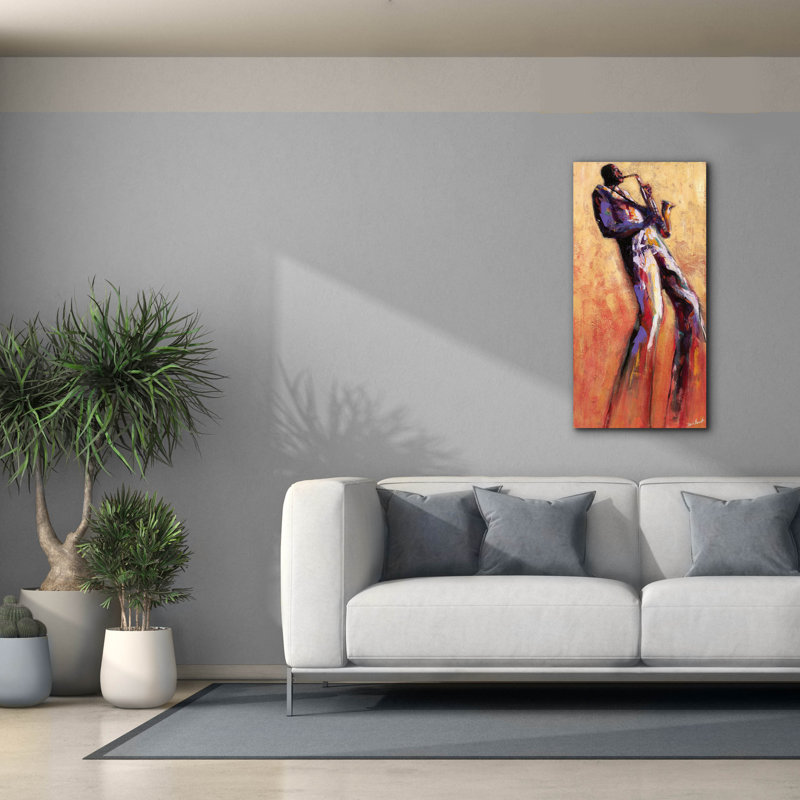 «Sax Solo» par Monica Stewart, H 40 po x l 20 po x P 1,5 po