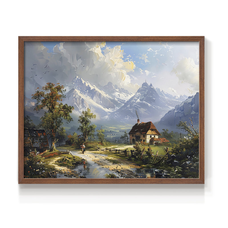 Série paysage - CXLVI - Impression encadrée - Restickable, H 11 po x l 14 po, Noyer