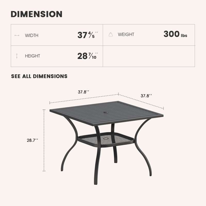 Olon Metal 4 - Person Dining Table, Black
