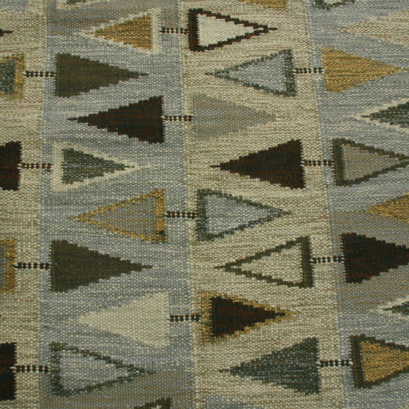 Rug & Kilim’S Scandinavian Gray Brown And Blue Wool Rug, Rectangle 5' x 8'