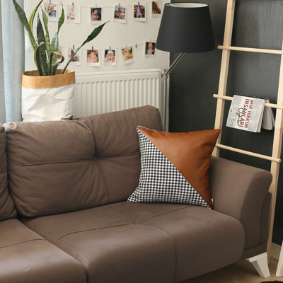 Faux Leather Throw Pillow