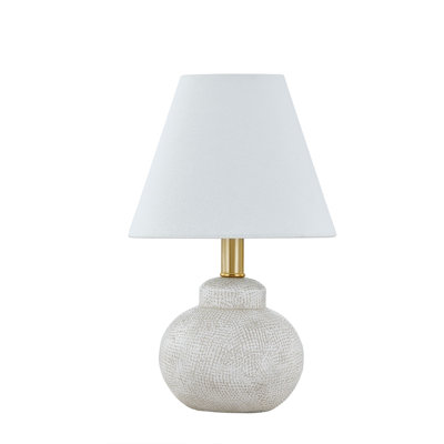 Lampe de table 13 po avec abat-jour en lin Ifeyinwa, blanc cassé / gris