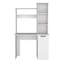 Bureau d'ordinateur avec huche, armoire à une porte, grande surface de travail et tablettes de rangement à 3 niveaux-1003976478
