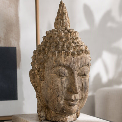 6.5X6.3X12" Meditating Buddha Head Sculpture, Large