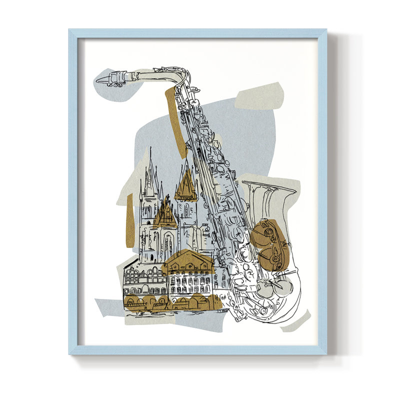 Rehearsal II Framed Print - Solid Wood, 10" H x 8" W, Blue