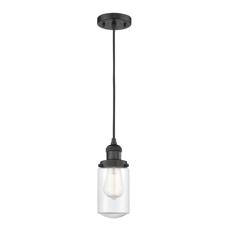 Luminaire suspendu 1 lumières scolaire single Saroyan, Transparent, Noir mat, Ampoule non incluse