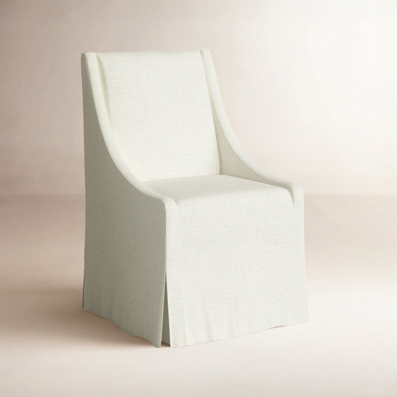 Towsend Upholstered Dining Chair, Linen Beige / Leg Color: Flint