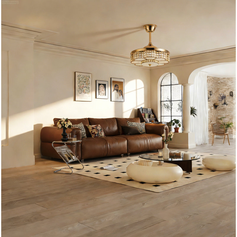 Ventilateurs de plafond Modern Farmhouse avec lumières rétractables et moteur à 6 vitesses réversible doré