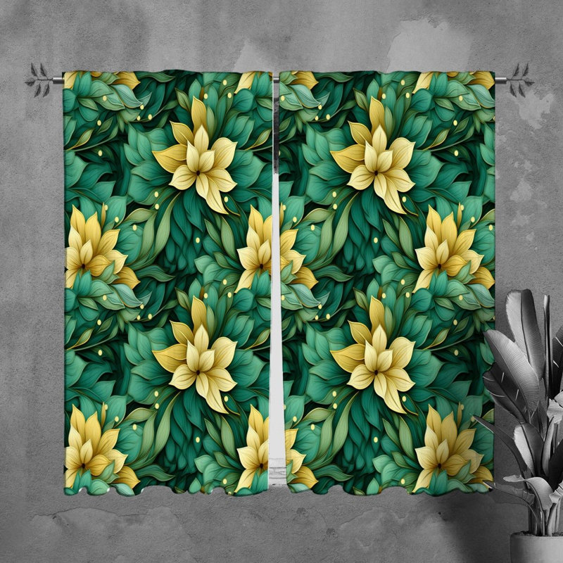 Rideaux à motif floral - 6137, L 40 po x L 82 po