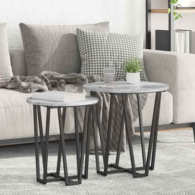  Side Table Set 2 Pcs Old Wood And Black 50 X 50 X 50.5 Cm