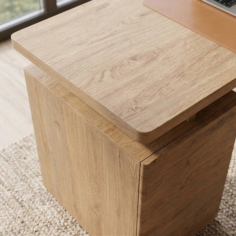 Cuuba 59,05 Rectangular Writing Desk with 2 Storage Cabinets, Montana Oak