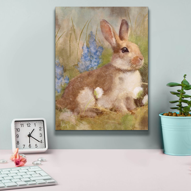 «Bunny in Meadow» par Ashley Bradley, art mural sur toile, 26 po x 30 po, H 16 po x l 12 po x P 0,75 po