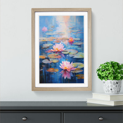 Water Lily Impressionism No.2 - Single Picture Frame Print on Wood