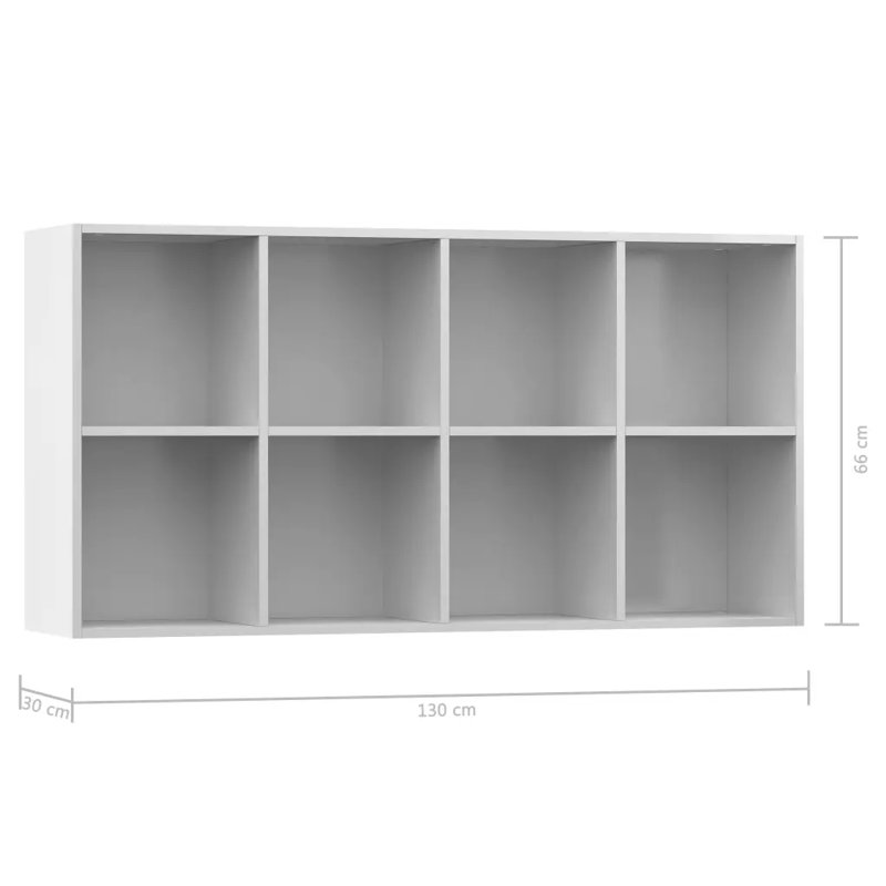 Bibliothèque autoportante vidaXL, Blanc très luisant, (4 tablettes) H 51,2 po x l 26 po x P 11,8 po