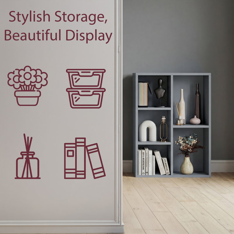 Cube Storage Unit With Open Shelving Modern Multi-Purpose Storage Organiser for Living Room Bedroom & Office, Grey