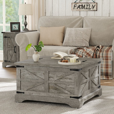 Jareal Coffee Table,Farmhouse Lift Top Coffee Table,Square Coffee Table with Storage for Living Room