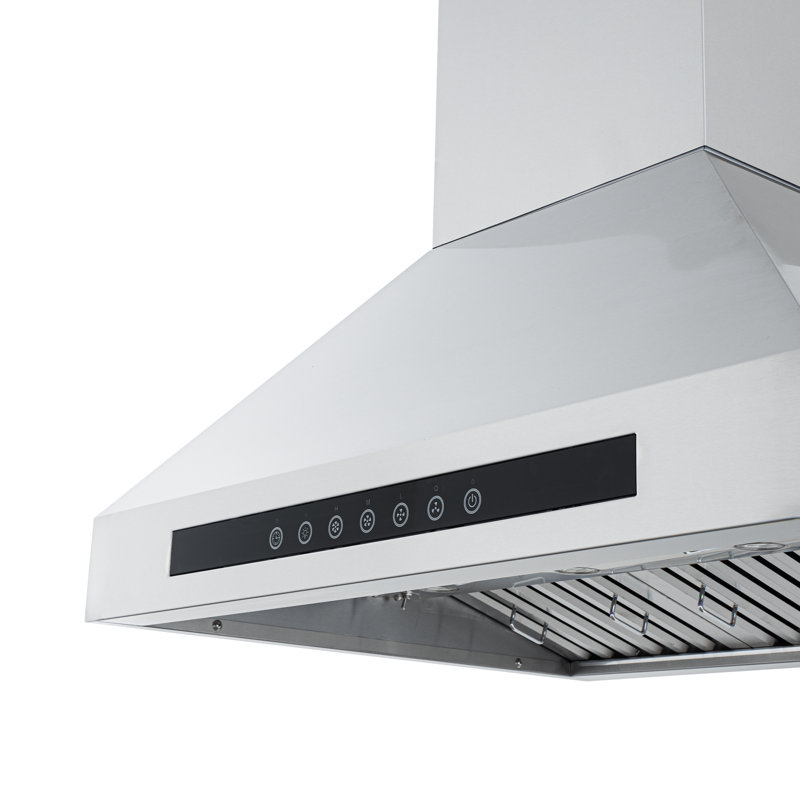 Hotte pour îlot de cuisine professionnelle PROLINE de 54 pouces, 1 200 pi³ / min, acier inoxydable, lumières DEL, commande tactile ACL, moteur de soufflage ULTRA-SILENCIEUX, 4 vitesses, garantie de 3 ans