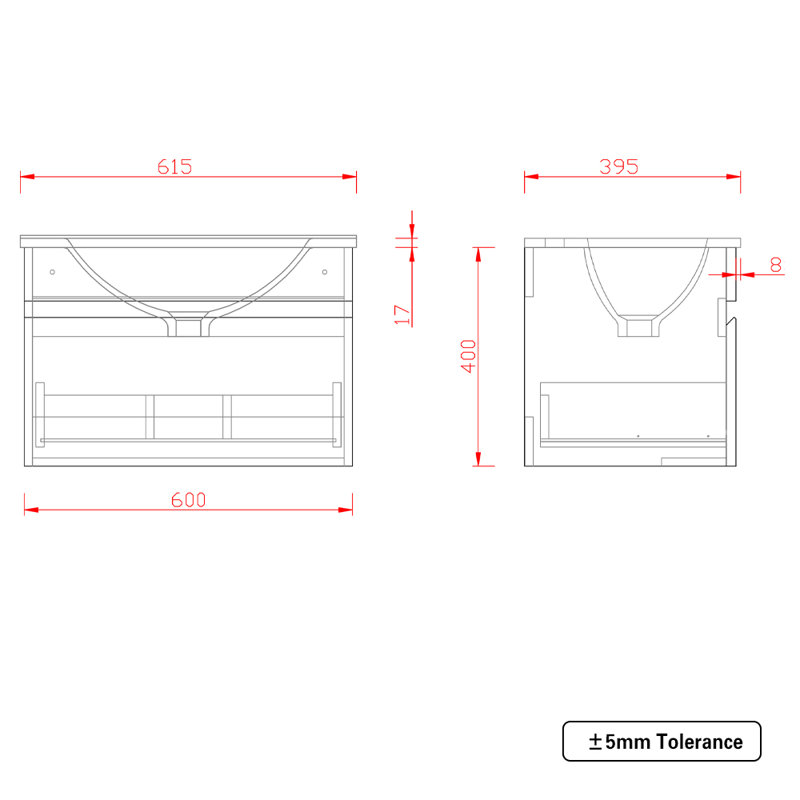 Mahfuzah 615mm Single Bathroom Vanity with Ceramic Basin
