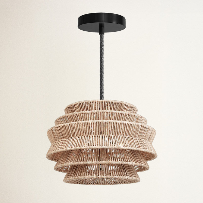 Luminaire suspendu pour l'extérieur en rotin Veronica, 120 po filaire extérieur noir