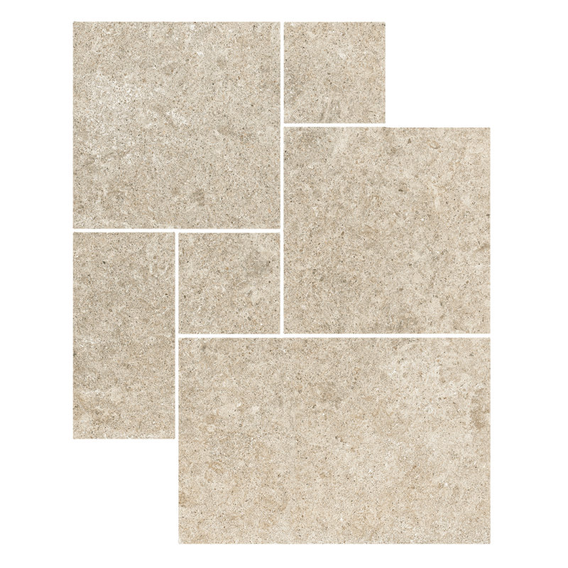 Carrelage en porcelaine aspect pierre Gascogne, Beige ivoire
