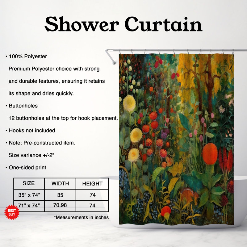 Golden Garden Glitz - Premium Shower Curtain, 74"H x 71"W