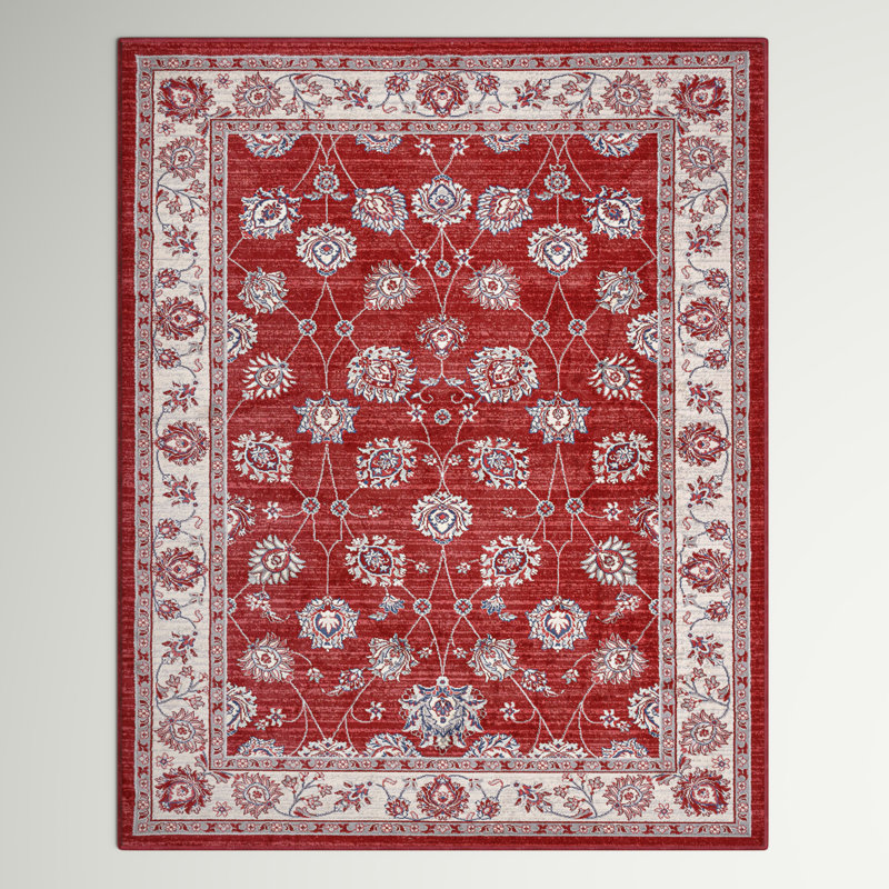 Fenske Modern Persian Vintage Moroccan Traditional Red/Ivory Rug, Rectangle 5'3" x 7'7"