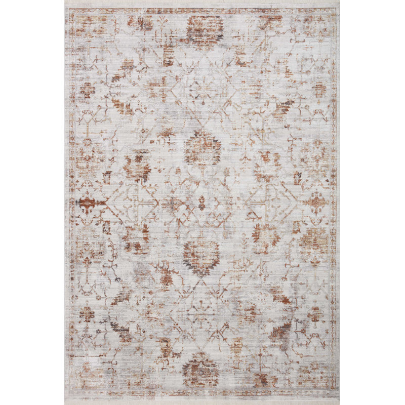 Oriental Area Rug in Silver/Sunset, Square 1'6"