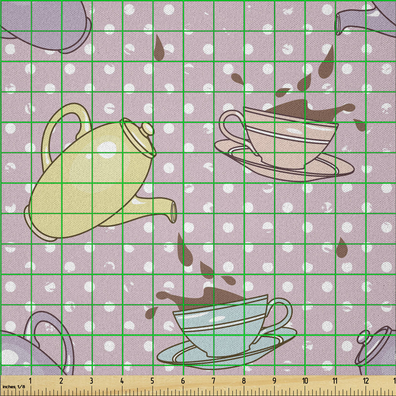 Darrione Teapots Teacups Cartoon Style Multi-Purpose Fabric