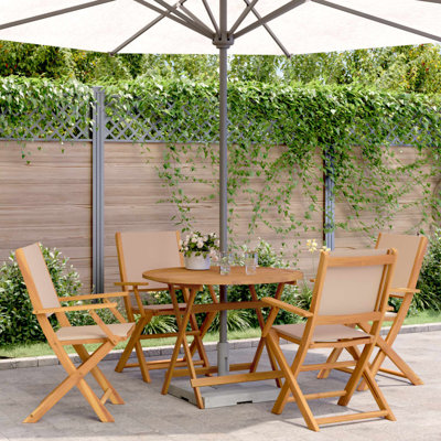 4 - Person Acacia Wood Patio Dining Set with Round Table