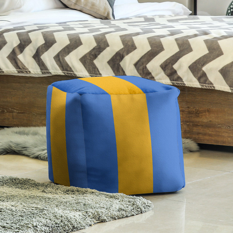 Repose-pieds cube la ours college stripes, Bleu / Or / Bleu