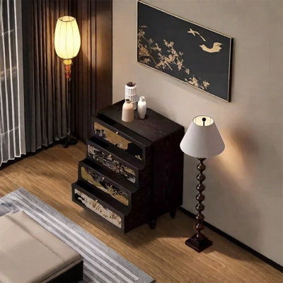 4-Drawer Ash Wood Storage Cabinet