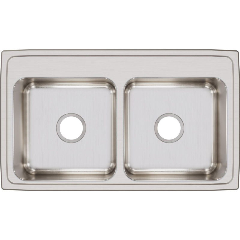 Évier de cuisine à double cuve à montage sur plan L 33 po x l 19,5 po Lustertone, 0 trou