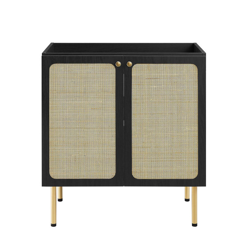 Base de meuble-lavabo simple 29,5 po Modway, Noir, noir, noir, noir