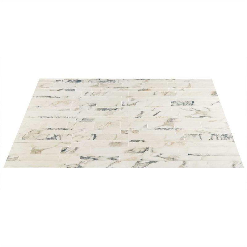 Dreamstone Railroad Porcelain Mosaic, Calacatta Rustico Matte