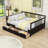 Full Size Wooden Daybed with Dual Drawers and Slats-1080999099