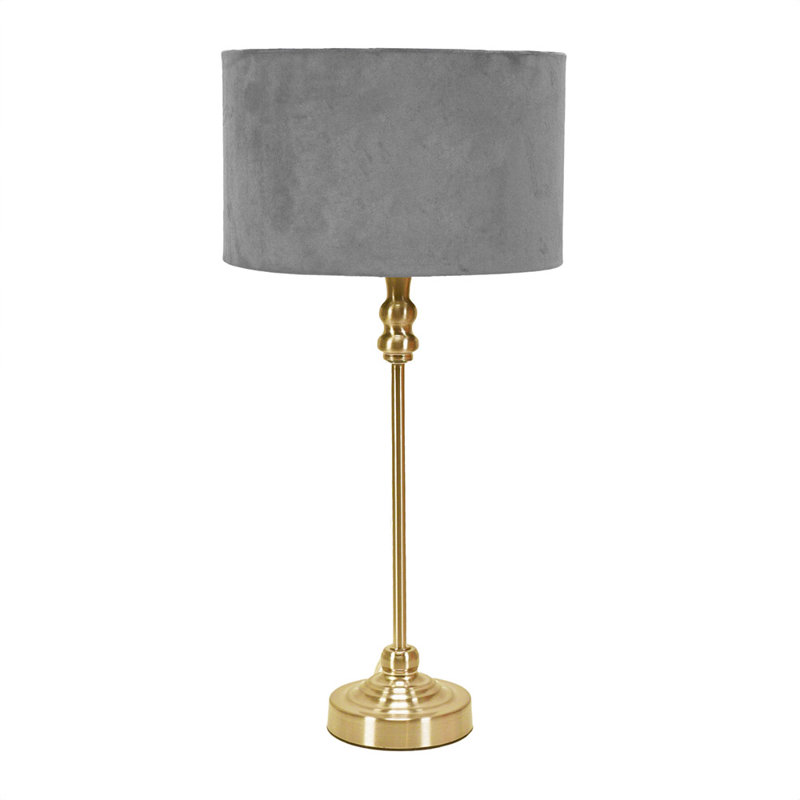 Saylorsburg Metal Table Lamp, No, Grey Velvet, Gold