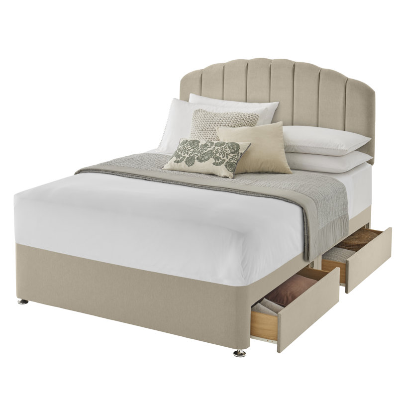 Silentnight upholstered premium Divan bed - base only, Kingsize (5'), 4 Drawers, Sand