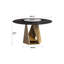 Table de salle à manger ronde 53 po en pierre frittée avec base en métal bronze-602026573