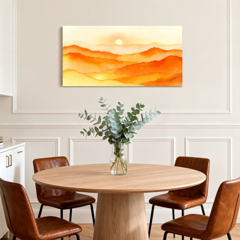 «Landscape & Nature Sunset Mountain Landscape», reproduction d'art à l'aquarelle, H 20 po x l 40 po