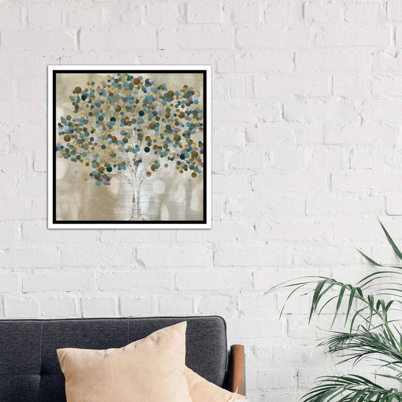 «A Teal Tree» par Katrina Craven - impression d'art graphique, H 12 po x l 12 po x P 1,5 po, Toile blanche encadrée