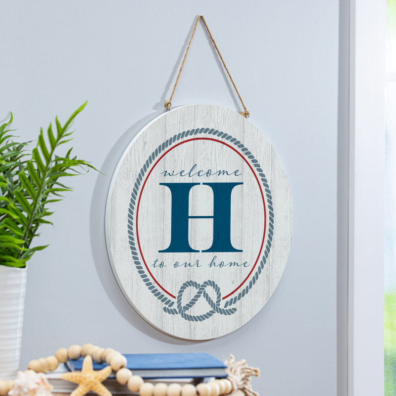 Monogramme de porte côtière H 18 po, Bleu / blanc / rouge