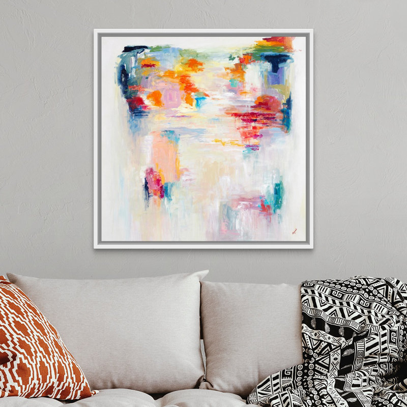 "Water Garden" par Megumi Akiko, reproduction d’art sur toile, Cadre flottant blanc, H 38 po x l 38 po x P 1,75 po