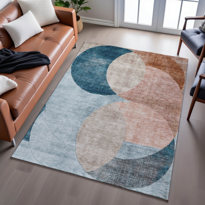 Premium Machine Washable Alves AMF1140 Geometric Rug, Rectangle 3' x 5'