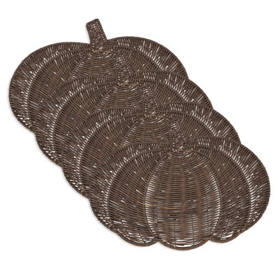 Fall Harvest Rattan Pumpkin Placemat (Set of 4)