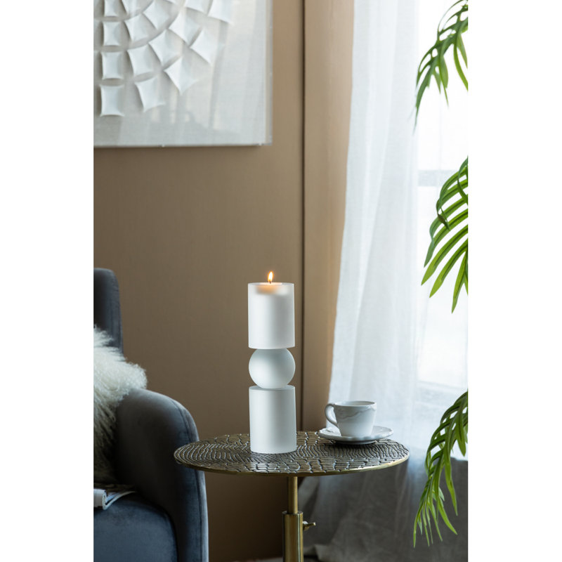 Porte-bougie moyen en verre D3.1X11, H 11,03 po x l 3,13 po x P 3,13 po