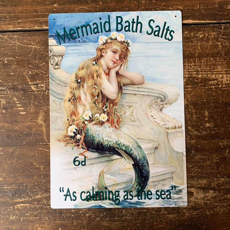 Mermaid Bath Salts As Calming As The Sea - No Frame Print on Metal, 25cm H x 20cm W
