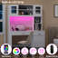 Bureau d'ordinateur moderne de 120 cm de large avec tablette, bureau avec éclairage DEL contrôlé par application et borne de recharge pour bureau à domicile-873747821